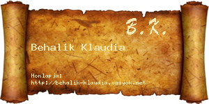 Behalik Klaudia névjegykártya